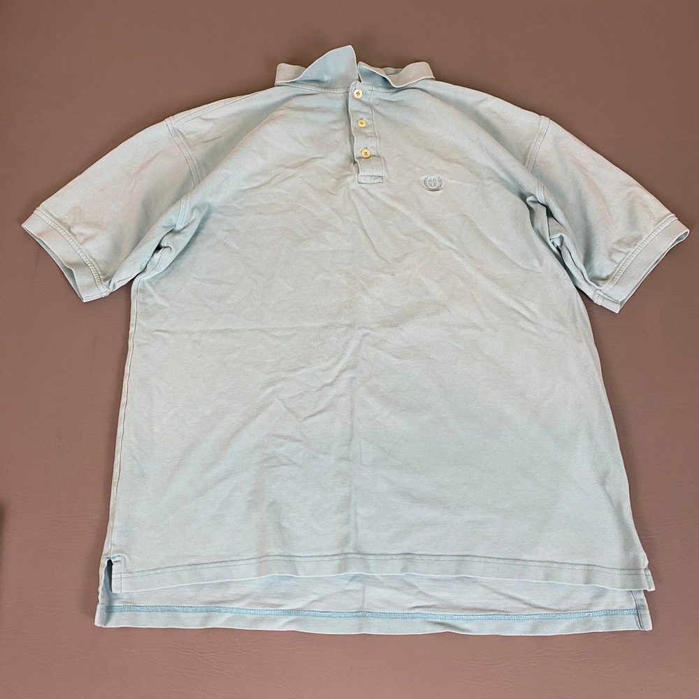 IZOD Polo Shirt Men's XLT Tall Light Blue Silk Wash 100% Cotton Short Sleeve